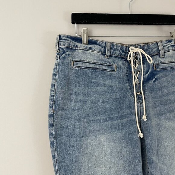 Anthropologie Pilcro The Icon Lace Up Flare Jeans Size 33 Petite - Picture 5 of 7